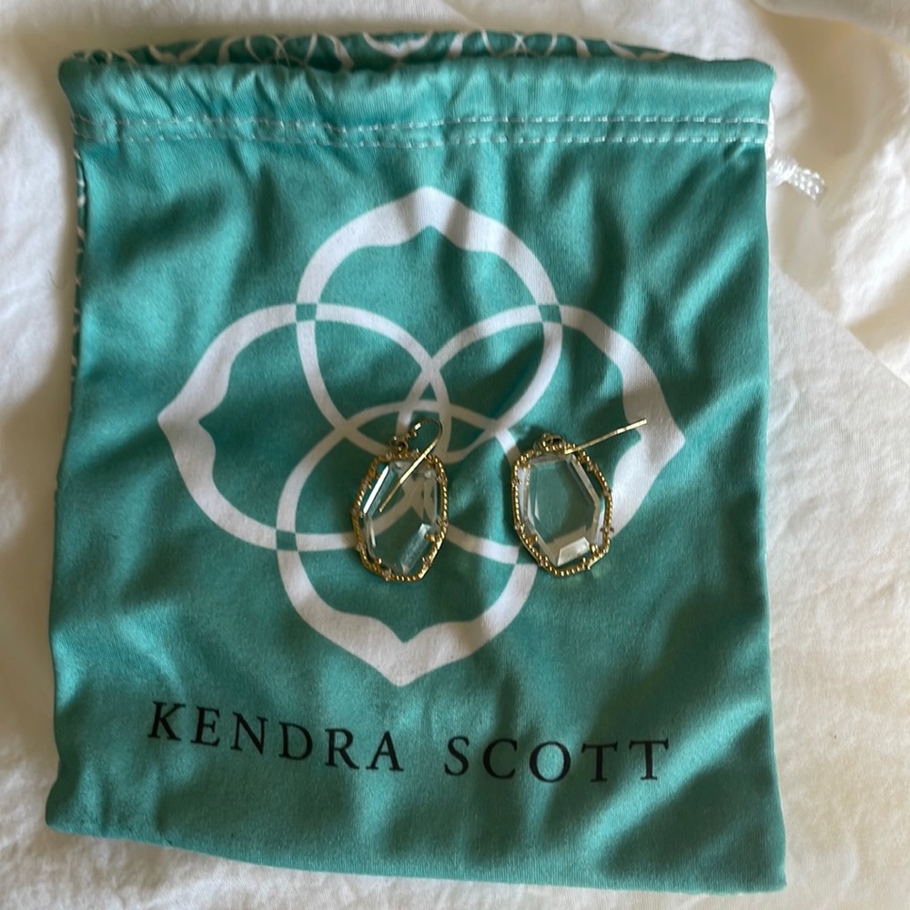 Kendra Scott Clear Gem Gold Earrings